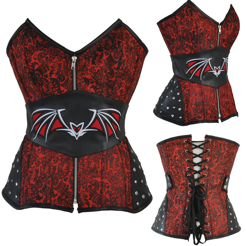 Woman Bustiers Kophia Rivet Jacquard Steampunk Steel Boned Lace up Corset Sexy Zipper Waist Slimming Corset With Belt Red Corset Belt Plus, As show
Woman Bustiers Kophia Rivet Jacquard Steampunk Steel Boned Lace up Corset Sexy Zipper Waist Slimming Corset With Belt Red Corset Belt Plus, As show