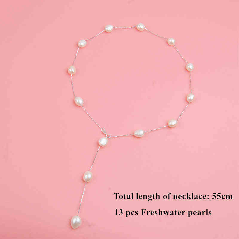 ASHIQI Real Pure 925 Sterling Silver Chain Pendant Necklace For Women 8-9mm White Gray Natural Freshwater Baroque Pearl Jewelry 220121