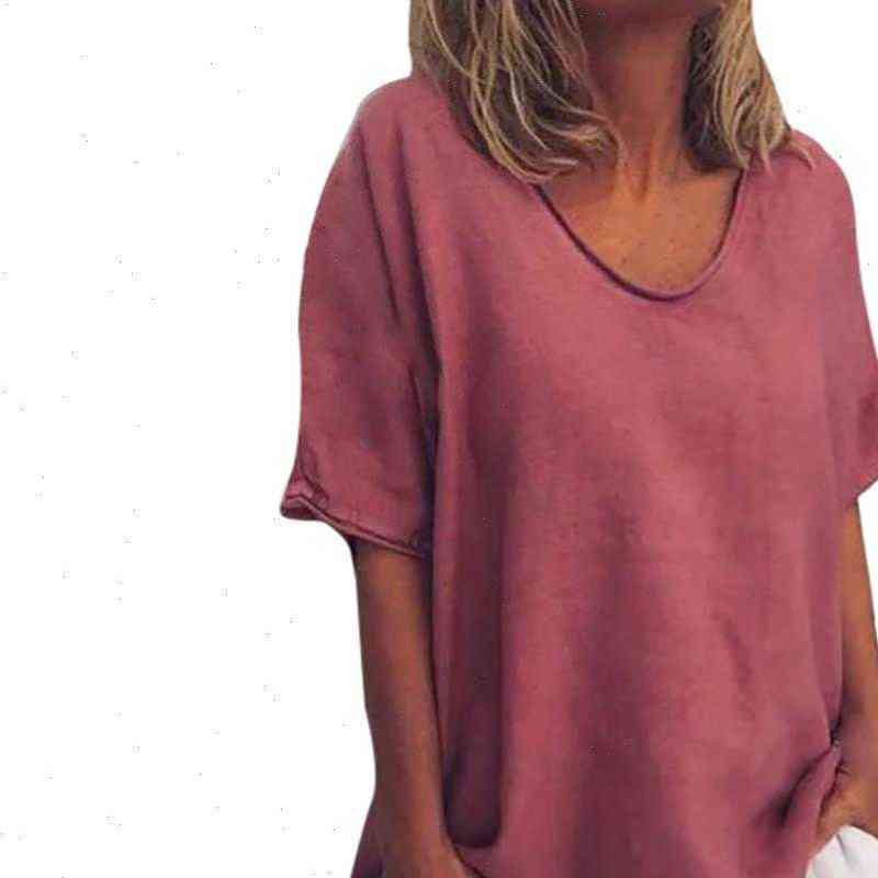 women summer blouses blouse solid o neck short sleeves plus size casual and linen loose shirt tunic large, White
women summer blouses blouse solid o neck short sleeves plus size casual and linen loose shirt tunic large, White