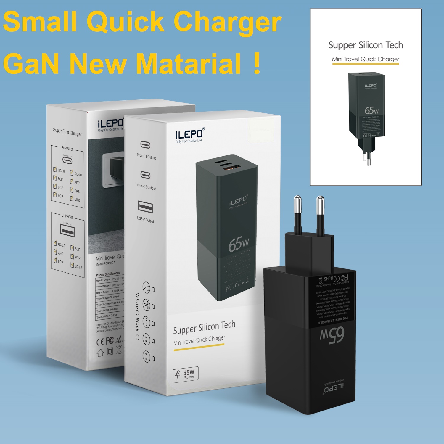 Wholesales 65W GaN 3-Port Charger 2 *PD Charging Type-C + 1*QC 3.0 USB-A Ports Wall Adapter Smaller Size 40% Faster 20V 3A
Wholesales 65W GaN 3-Port Charger 2 *PD Charging Type-C + 1*QC 3.0 USB-A Ports Wall Adapter Smaller Size 40% Faster 20V 3A