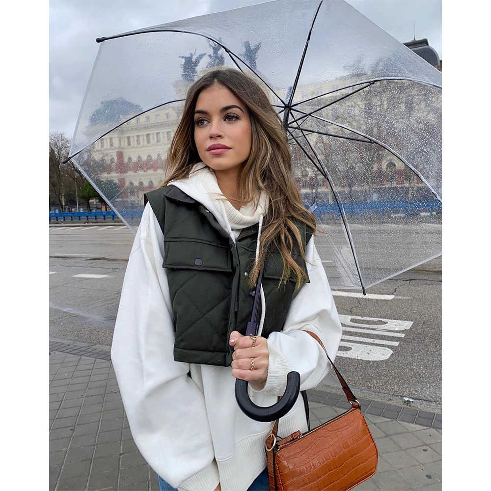Women Cropped Gilet Jacket Sleeveless Fashion Casual Streetwear Woman Waistcoat Tops veste femme 210709