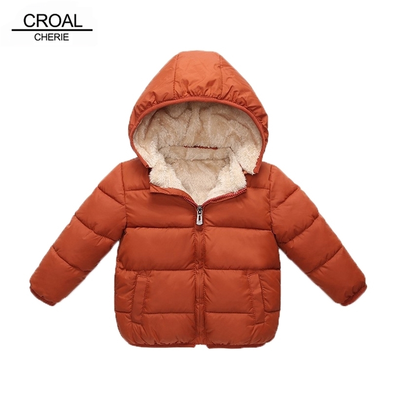 CROAL CHERIE Children's Parkas Winter Jacket For Girl Boys Coat Kids Warm Thick Velvet Hooded Baby Coats Outerwear 90-130 211027