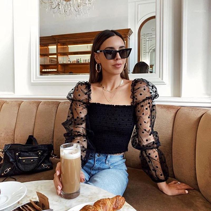 Sexy Women Square Neck Lace See-through Polka Dot Puff Long Sleeve Elastic Crop Top Female Blouse Shirts Evening Party Clubwear, Black
Sexy Women Square Neck Lace See-through Polka Dot Puff Long Sleeve Elastic Crop Top Female Blouse Shirts Evening Party Clubwear, Black