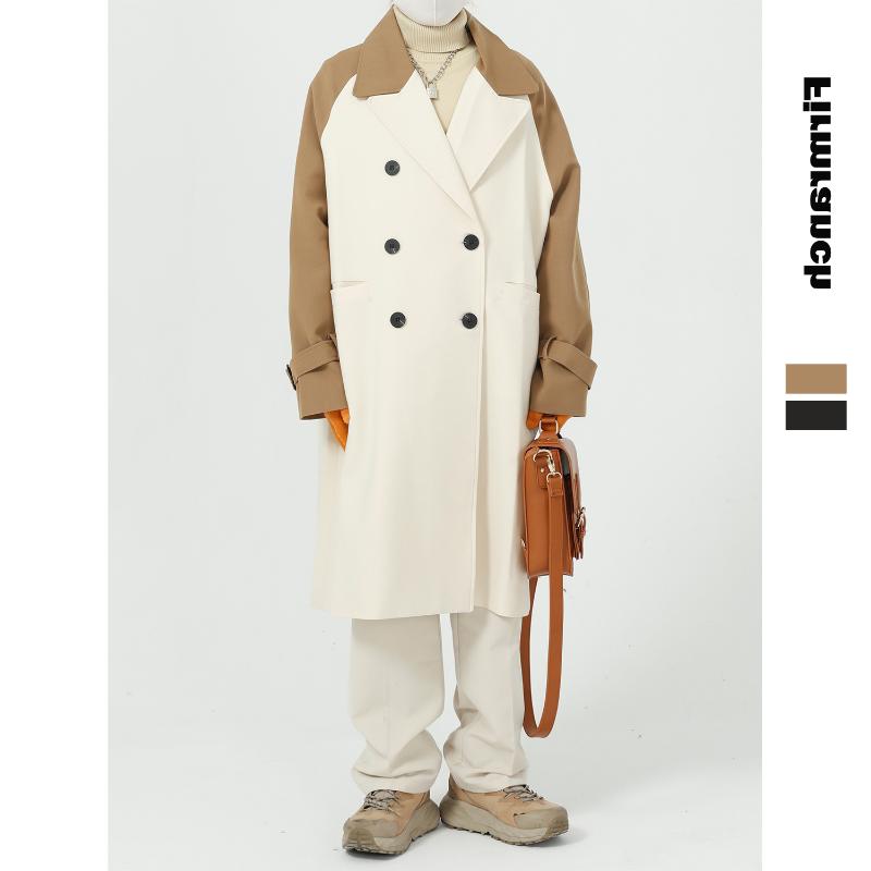 Men's Trench Coats Spring/Autumn Contrast Color Patchwork Wind Jacket Ins Men/Women X-Long Loose Casual Dust Coat, Black
Men's Trench Coats Spring/Autumn Contrast Color Patchwork Wind Jacket Ins Men/Women X-Long Loose Casual Dust Coat, Black