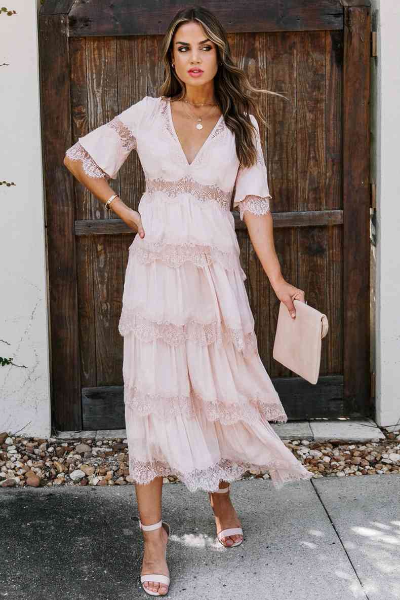 Women Dress Hollow Out Sexy Loose Casual Bohemia Deep V Neck Half Sleeve Maxi es Plus Size Summer es 210513