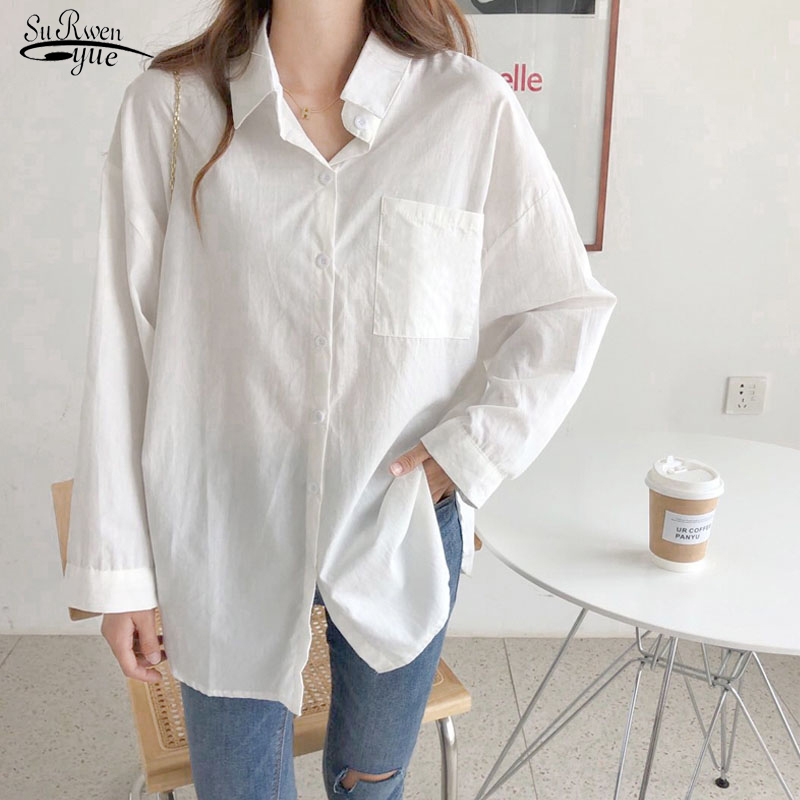 Spring Loose Long Sleeve Blouse White Shirt Women Pocket Turn Down Collar Casual Ladies Cotton and Linen Tops Blusas 12807 210521
Spring Loose Long Sleeve Blouse White Shirt Women Pocket Turn Down Collar Casual Ladies Cotton and Linen Tops Blusas 12807 210521