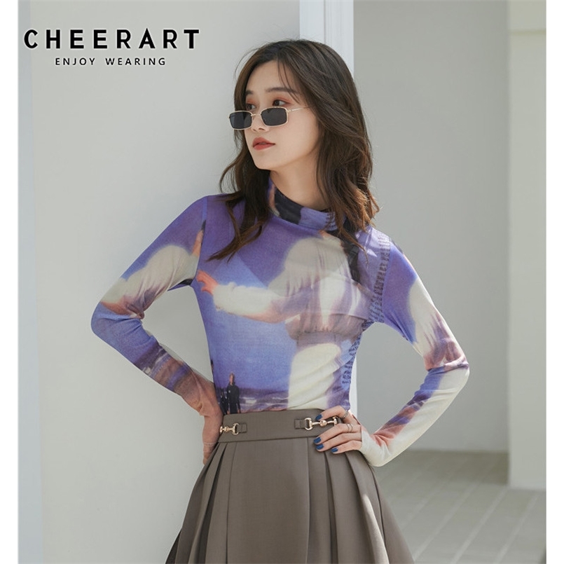 CHEERART 80s Clothes Vintage Long Sleeve Mesh Top Turtleneck T Shirt Women See Through Print Tshirt Graphic Tee Designer Fashion 210708, Beige
CHEERART 80s Clothes Vintage Long Sleeve Mesh Top Turtleneck T Shirt Women See Through Print Tshirt Graphic Tee Designer Fashion 210708, Beige