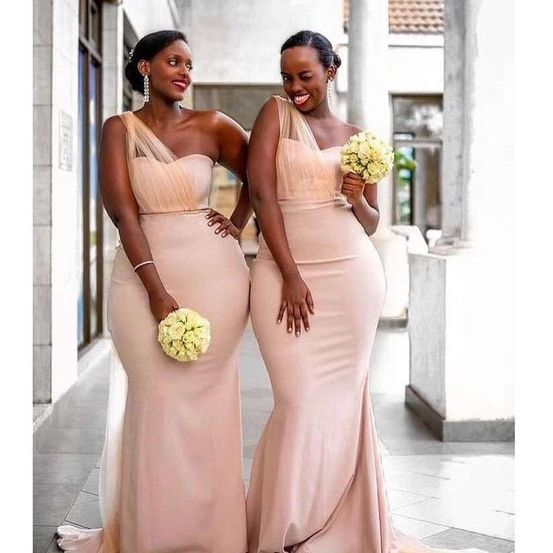 2021 One Shoulder Bridesmaid Dresses Mermaid Customize Plus Size Long Wedding Guest Dress For Women Party African vestidos