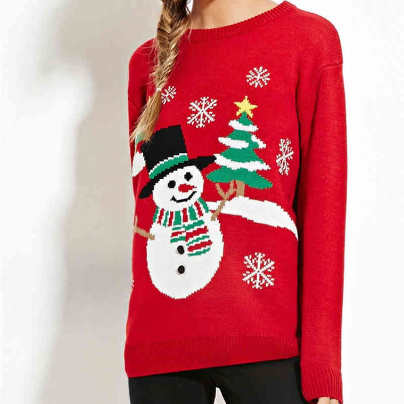 Casual Woman Embroidery Christmas Sweater Autumn Winter Fashion Ladies Snowman Pullover Female Christmas-Tree Knitwear 210515