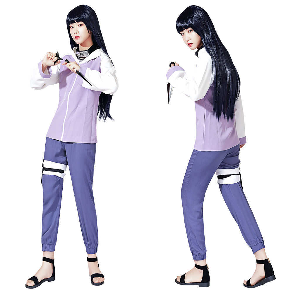 (In Stock) Hyuga Hinata Cosplay Costume Full Set Outfit Halloween Carnival For Women Girls Y0913