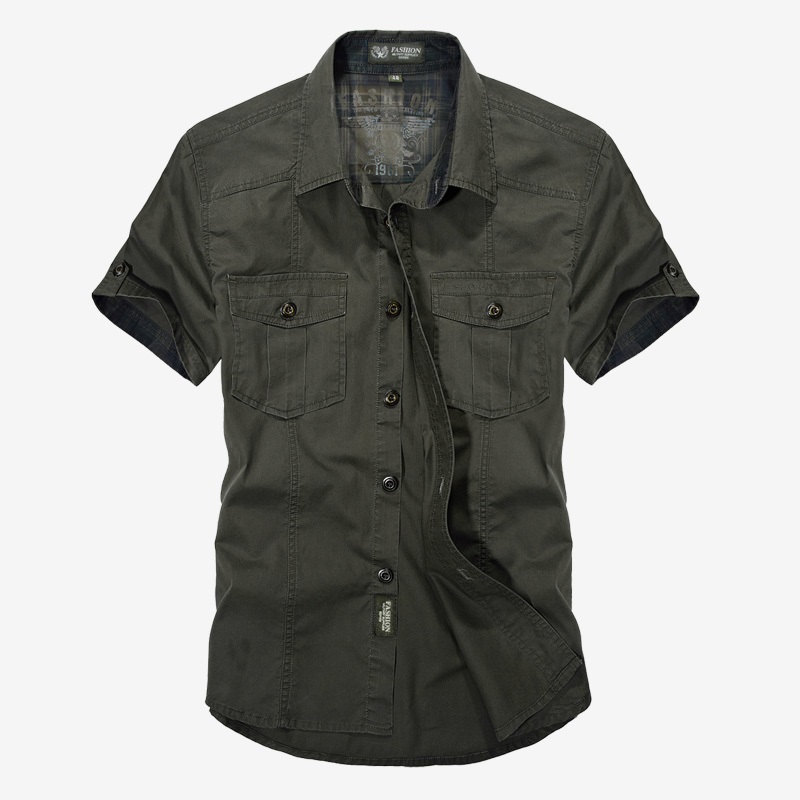 Military Shirt Men Cotton Tooling Casual Short Sleeve Loose Army Pockets Breathable Dress Shirt Male 210518, Khaki
Military Shirt Men Cotton Tooling Casual Short Sleeve Loose Army Pockets Breathable Dress Shirt Male 210518, Khaki