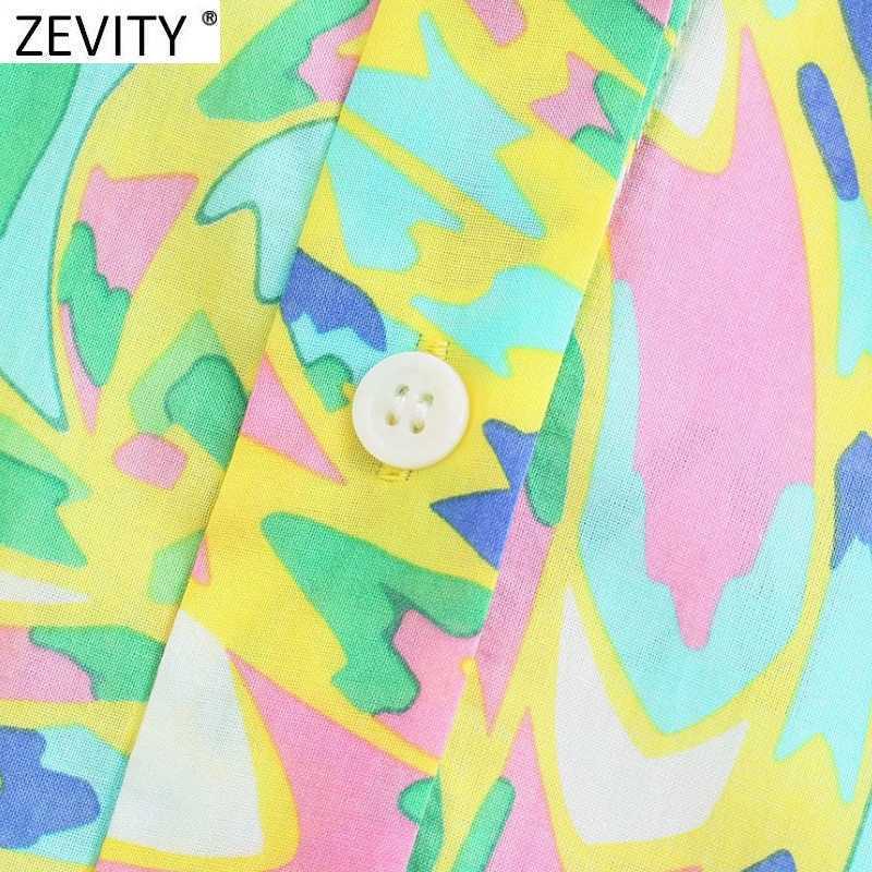 Zevity Women Vintage Totem Floral Print Pleats Shirt Dress Female Single Breasted Graffiti Vestido Chic A Line Midi Dress DS8376 210630