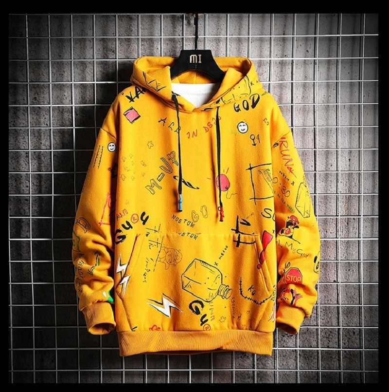 Hoodie Sweatshirt Mens Casual Pullover Hoodies Printing Male Hip Hop Streetwear Hooded Tracksuits Autumn Trend Clothes 210813