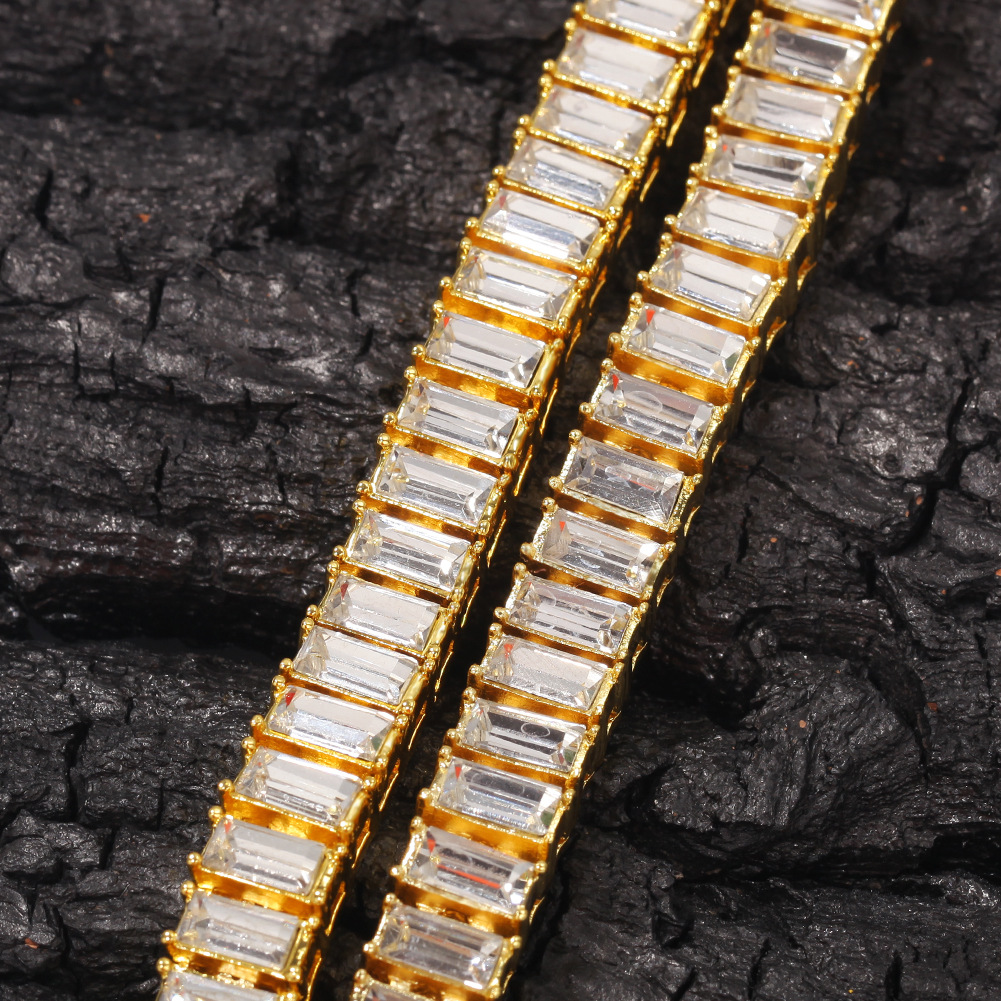 Hip Hop Tennis Chain Necklace Bling White T Zircon Jewelry Mens Women Gift Silver Gold