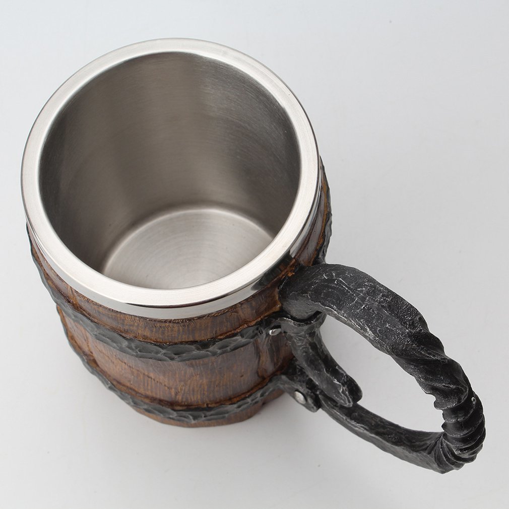 Original Viking Drinks Mok Sealed Simulation Log Double Rvs Mok Tox Home Cup Wood Colour