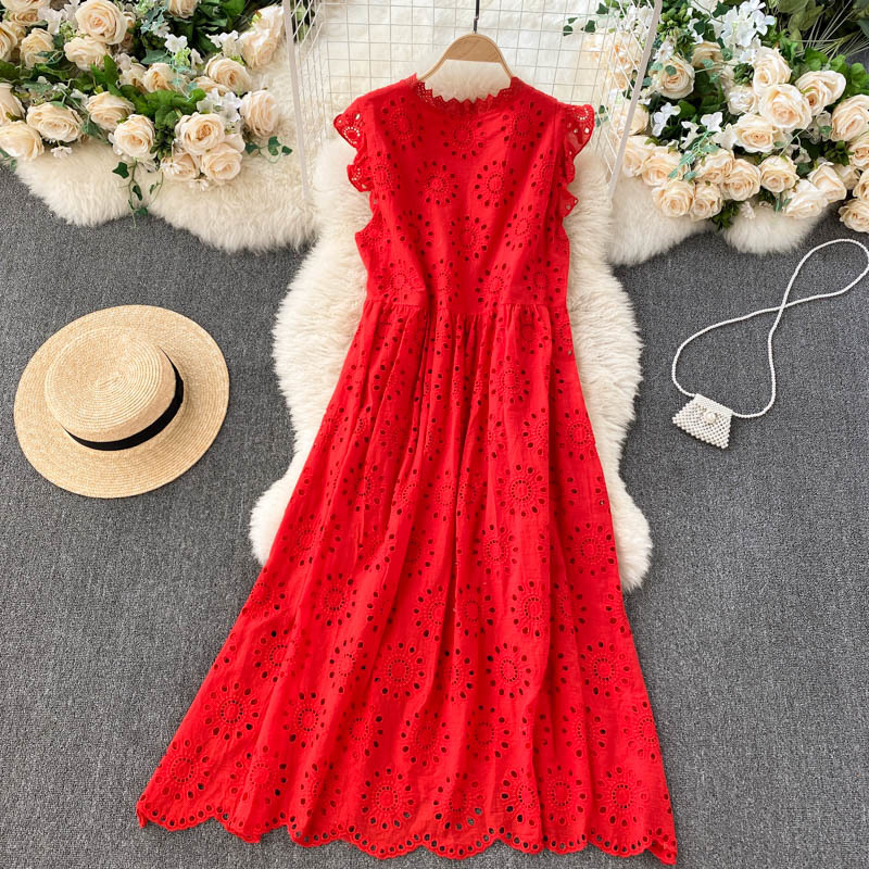 LoveFlowerLife Spring Summer Bohemia Solid A Line Dress V Neck Single Breasted Chiffon High Waist Women Dresses 210521