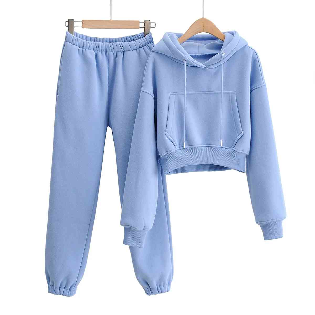 Two Piece Set Women Long Sleeve hooded Hoodie Sweatshirts Sweatpants Pants Jogging Femme Hoodies Tracksuits 210521