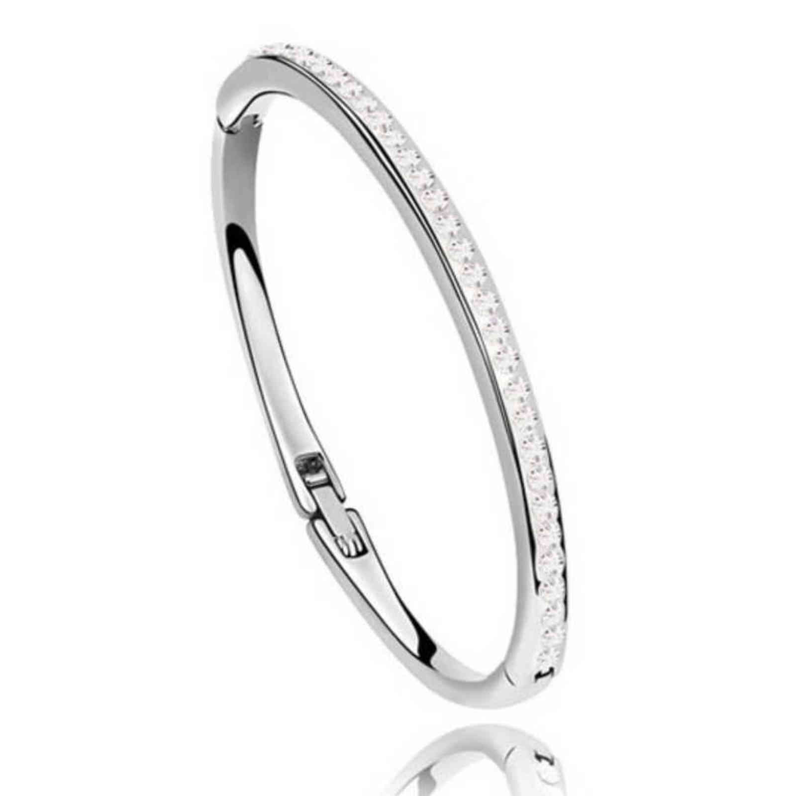 Classic Design Crystal 3 Colros Channel Bangle Made with Czech Crystals for Women