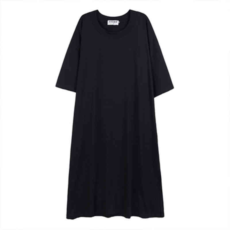 Summer wear personality extra long half-sleeve t-shirt bottom shirt short-sleeve extra loose t-shirt over the knee long tide men Y0323
