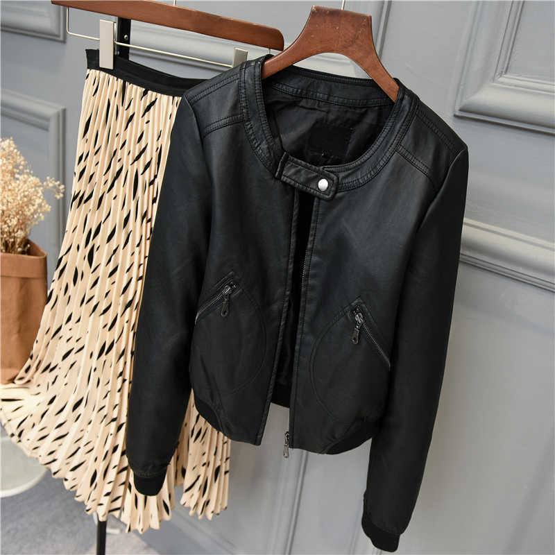 Ly Varey Lin Faux Leather Jacket Women Zipper Casual Pu Short Coat Plus Size S-4xl Motorcycle Outerwear 210526