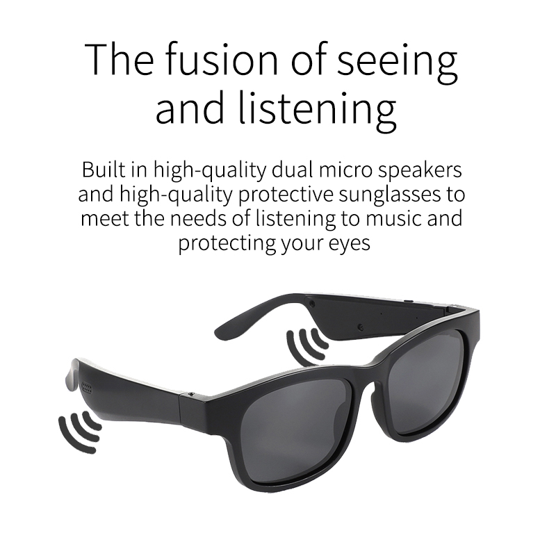 A18 Top Quality Fashion 2 In 1 Smart Glasses Audio Sunglasses with Polarizing Coated Lens Bluetooth Headset Headphone Dual Speakers Hands-fr