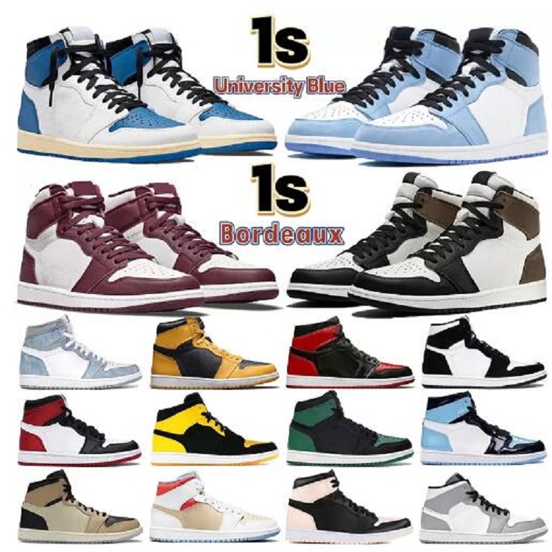 Mens 1 high OG basketball shoes 1s Bordeaux University Blue dark mocha bred shadow UNC twist seaf men women Sneakers trainers, # 44
Mens 1 high OG basketball shoes 1s Bordeaux University Blue dark mocha bred shadow UNC twist seaf men women Sneakers trainers, # 44