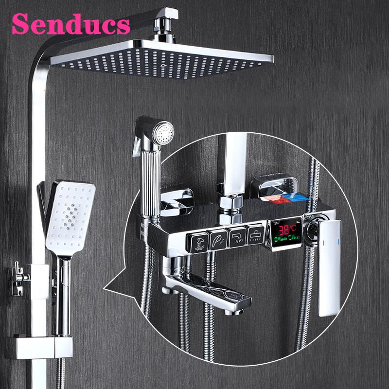 Digital Shower System Senducs Polished Chrome Bathroom Shower Mixer Set Quality Brass Bathtub Faucet Hot Cold Gold Set
Digital Shower System Senducs Polished Chrome Bathroom Shower Mixer Set Quality Brass Bathtub Faucet Hot Cold Gold Set
