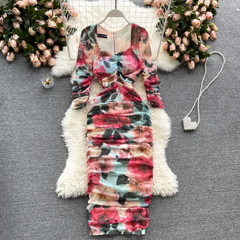 Summer Bohemian Floral Draped Bodycon Dress Women Sexy Square Collar Long Sleeve High Waist Slim Elegant Robe Female 2021 New Y0603, Pink
Summer Bohemian Floral Draped Bodycon Dress Women Sexy Square Collar Long Sleeve High Waist Slim Elegant Robe Female 2021 New Y0603, Pink
