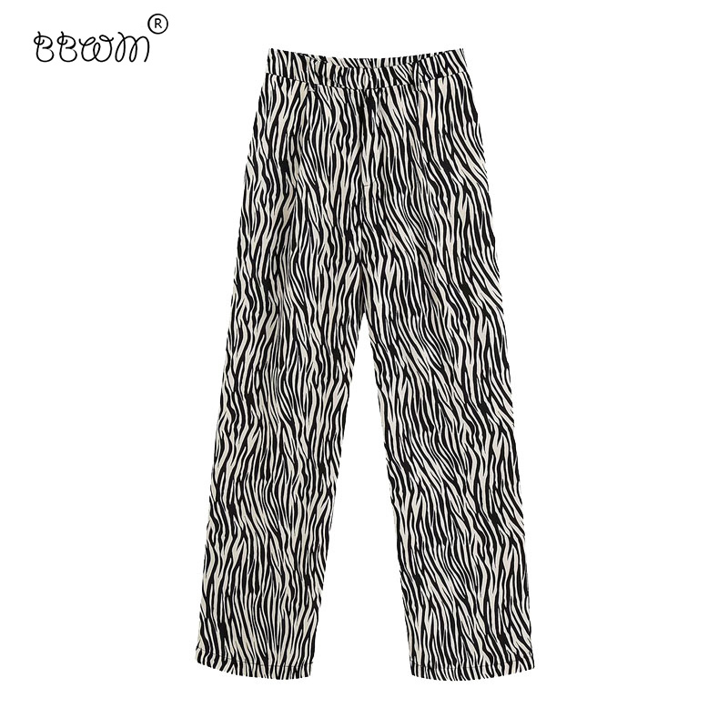 Women Chic Zebra Pattern Print Straight Pants Vintage Female High Waist Zipper Fly Ankle Trousers Pantalones Mujer 210520, As picture
Women Chic Zebra Pattern Print Straight Pants Vintage Female High Waist Zipper Fly Ankle Trousers Pantalones Mujer 210520, As picture