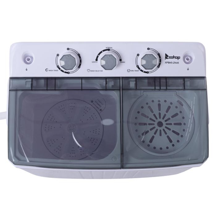 Laundry Products Compact Twin Tub with Built-in Drain Pump XPB45-ZK45 16.5(9.9 6.6)lb Semi-automatic Cover Washing Machine Gray