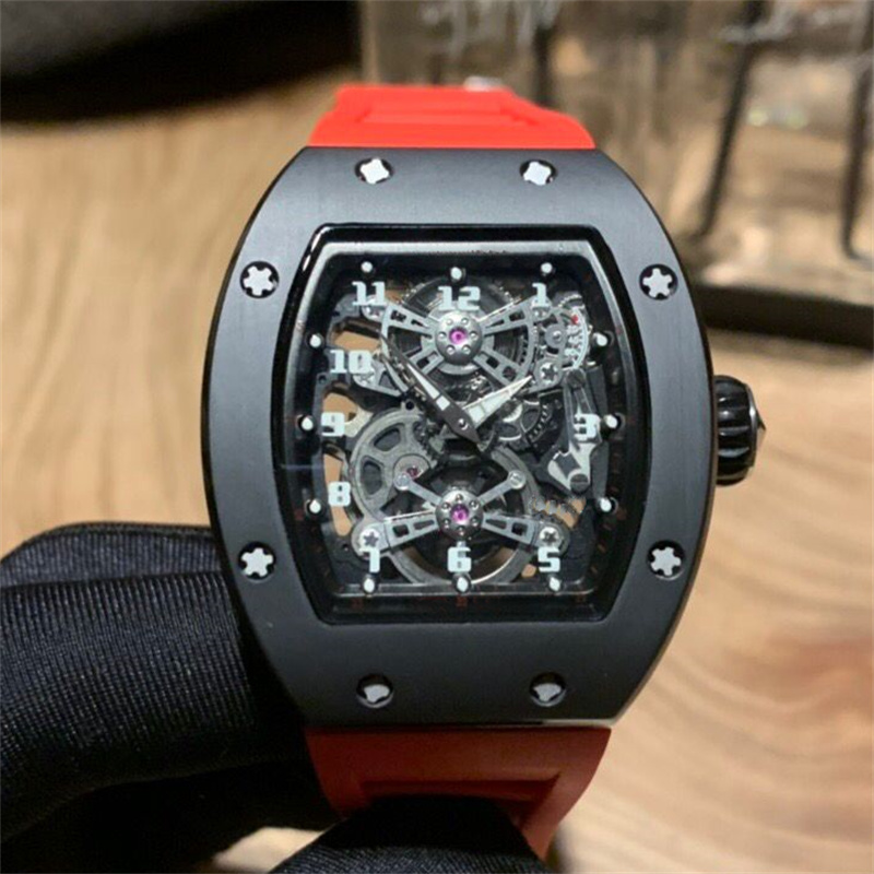 Men's watch hollowed out, imported full-automatic movement rubber belt 43mm