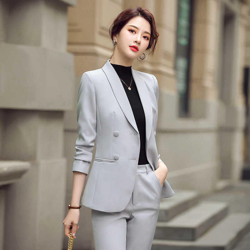 High quality business wear women's suit pants two-piece autumn and winter office jackets Casual trousers 210527
High quality business wear women's suit pants two-piece autumn and winter office jackets Casual trousers 210527