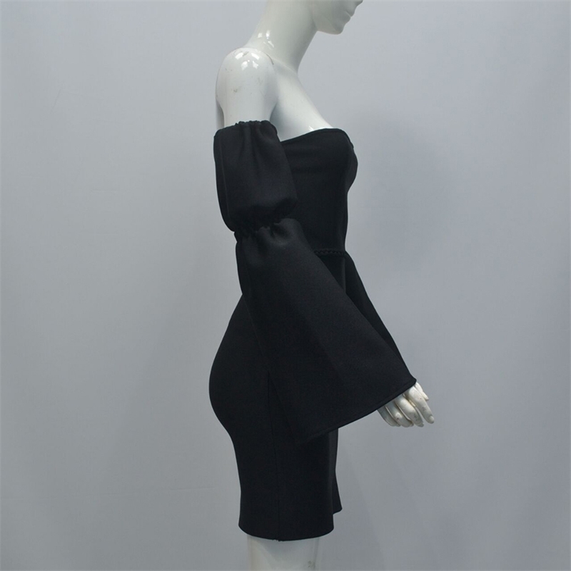 Free Summer Bandage Dress Celebrity Club Evening Party Vestidos Card Shoulder Long Sleeve Bodycon Sexy Dresses 210524