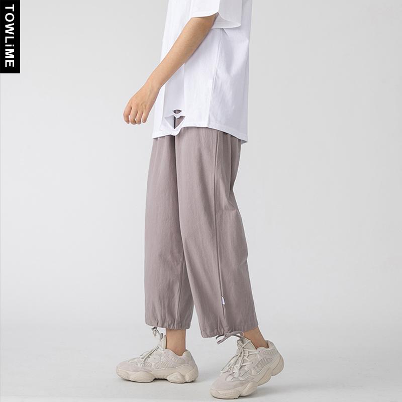 Harajuku Summer Men's Ankle-Length Harem Pants Korean Streetwear Mens Thin Track Trousers Male Chic Solid Color Sweatpants