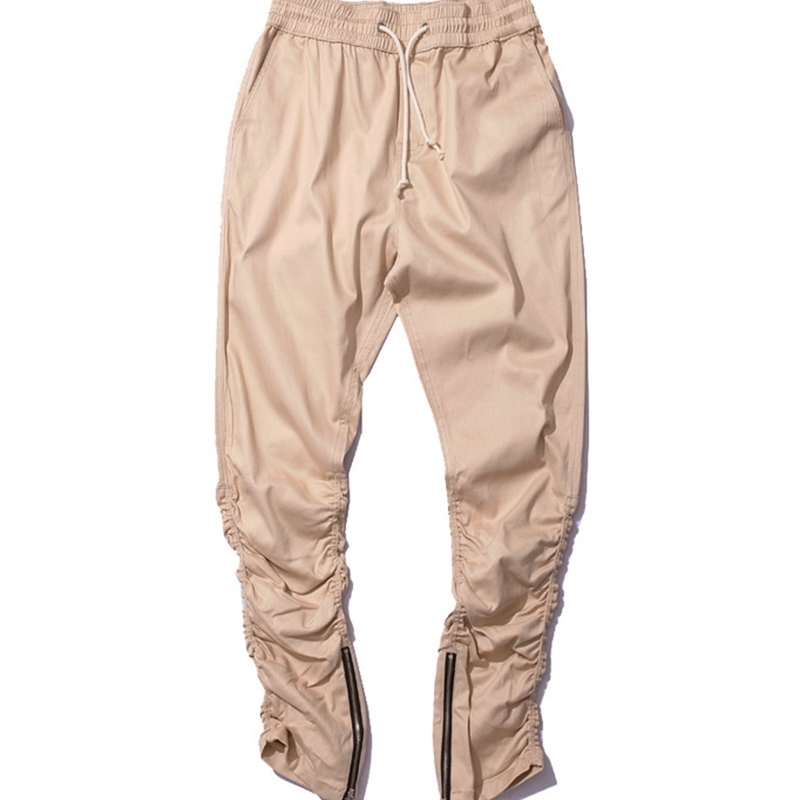 Khaki Jogger Pants Casual Skinny Zipper Bottom Sweatpants Hip Hop Trousers streetwear Men's Pants Men Slimming Pants for Men 210518