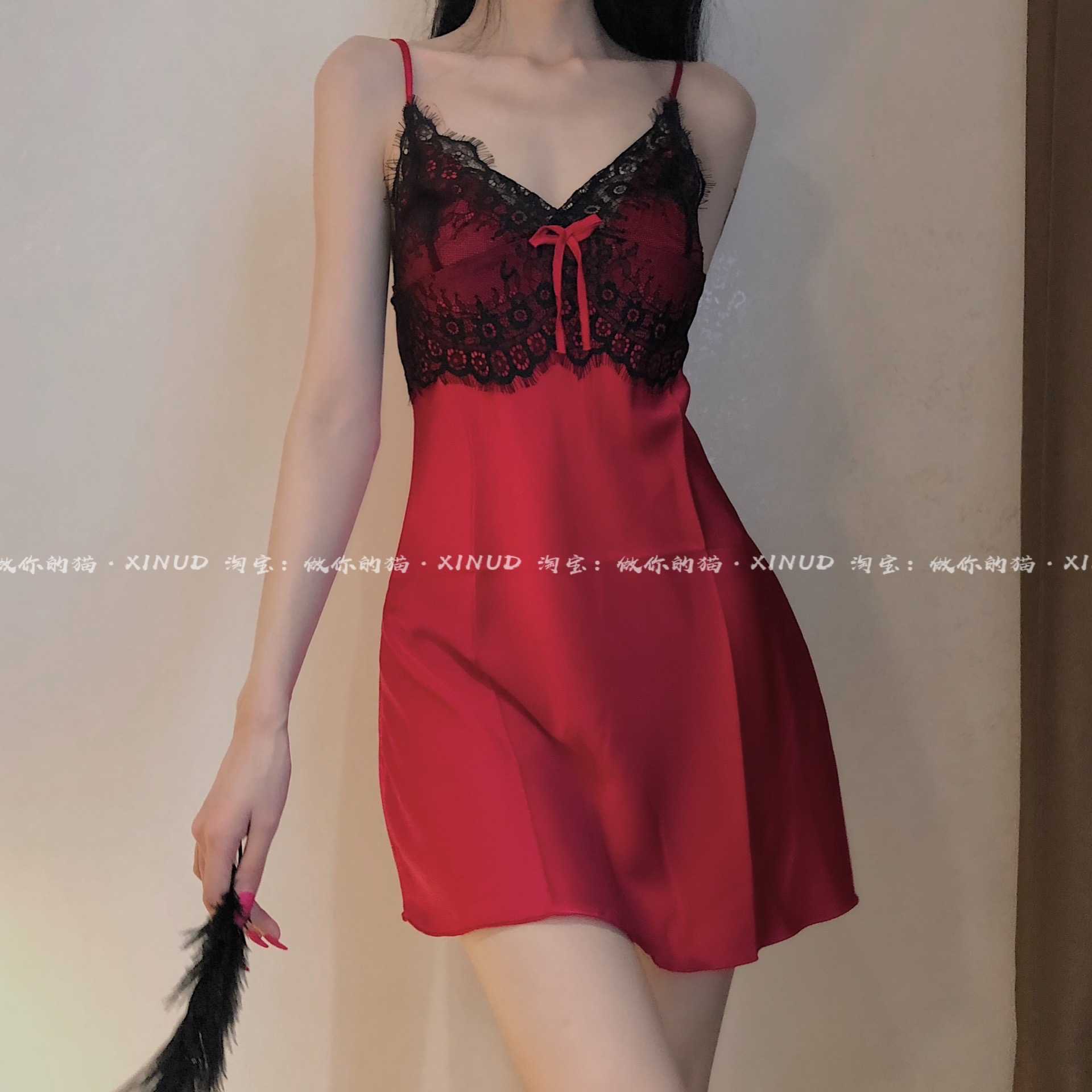 WOMENGAGA Pink Lace Sexy Korea V Neck Hollow Out Sleeveless Bow Casual Loose Mini Tank Vest Dress Dresses Summer 97BF 210603