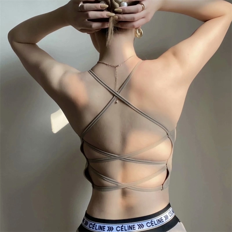 Sexy Woman Stretchy Backless Short Camisole Spring Fashion Ladies Slim Holiday Knit Strapless Vest Female Tie up Tops 210515