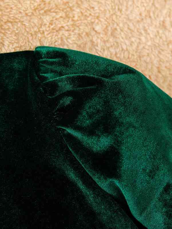 Baby Flounce Sleeve Bow Front Ruffle Hem Velvet Dress SHE