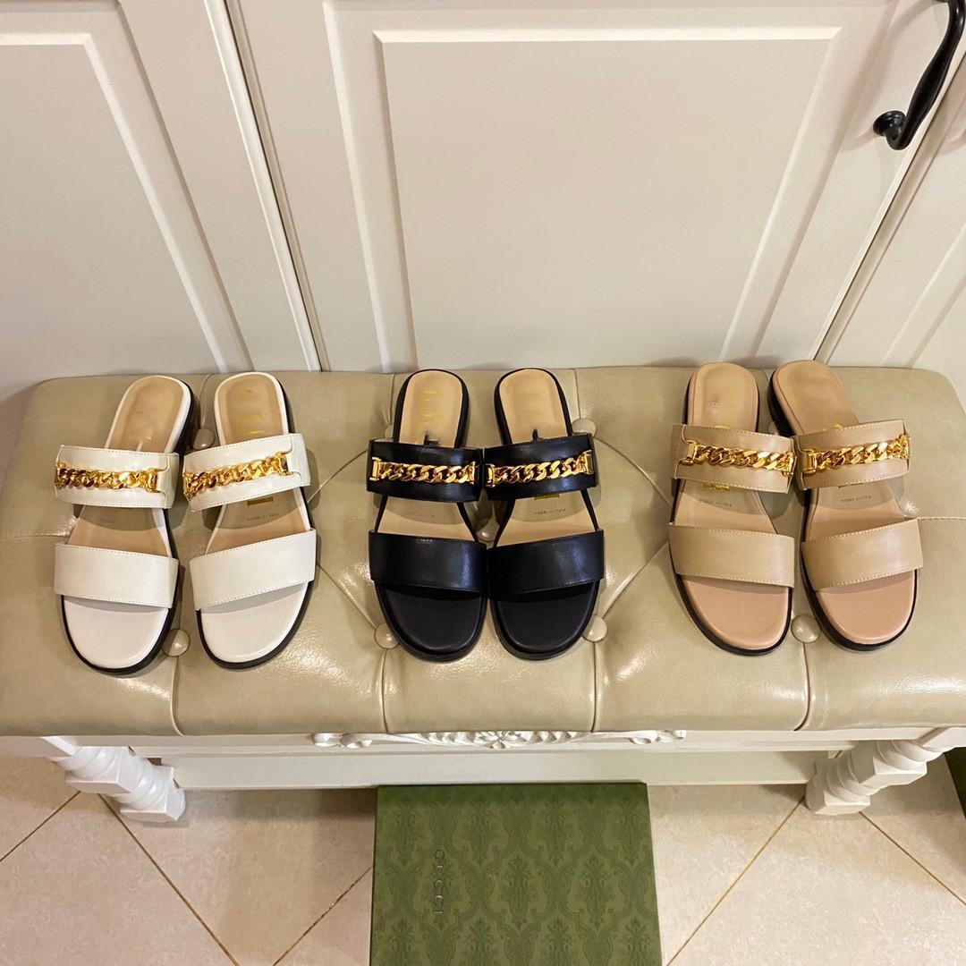 2022 new summer Double strap chain flat slippers designer women's outer wear luxury fashion wild niche high-end one-word slippers size 35-43, White
2022 new summer Double strap chain flat slippers designer women's outer wear luxury fashion wild niche high-end one-word slippers size 35-43, White