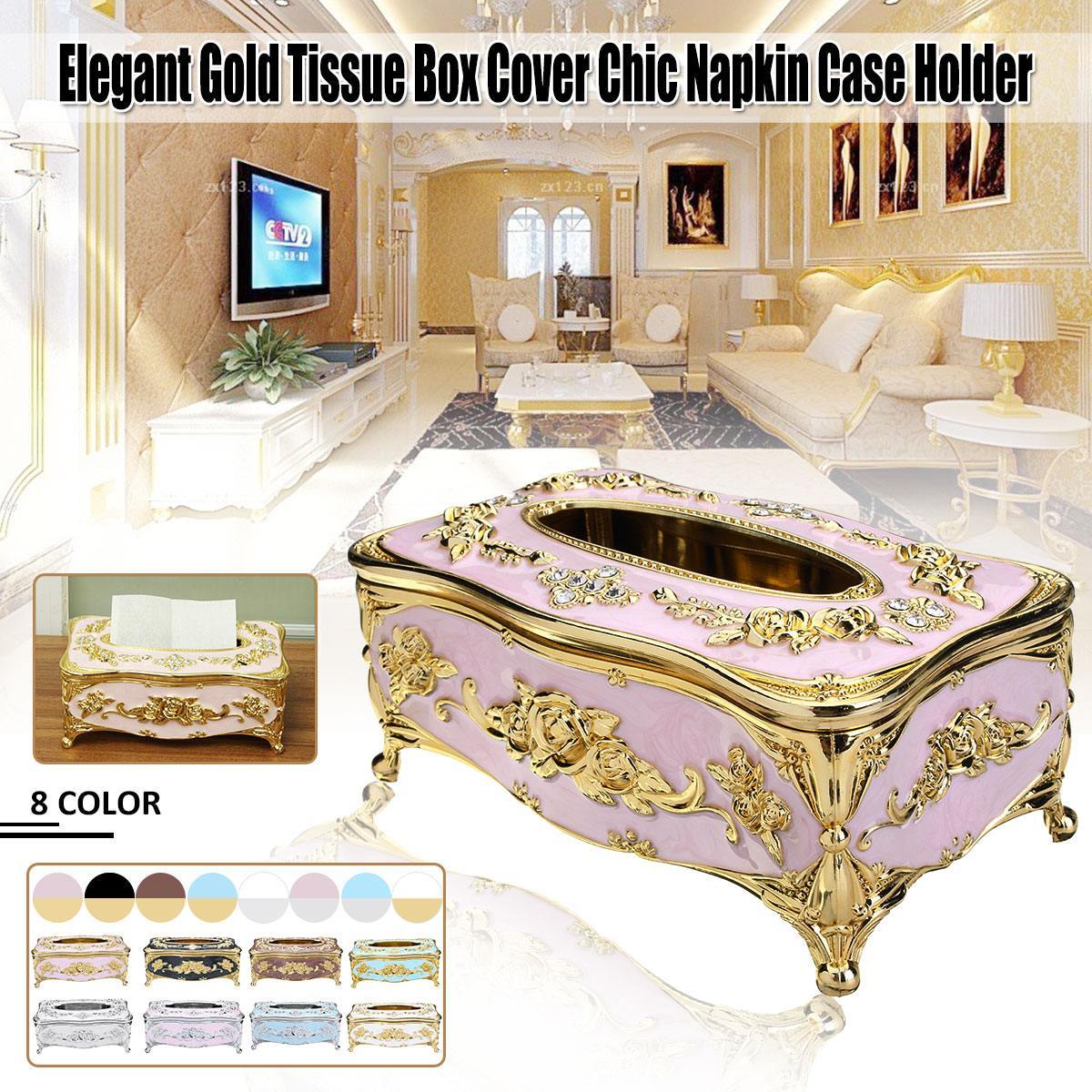 Elegant European Style Tissue Box Cover Chic Napkin Case Holder Hotel Home Decor Organizer Room KTV Supplies Furnishing Box 210326