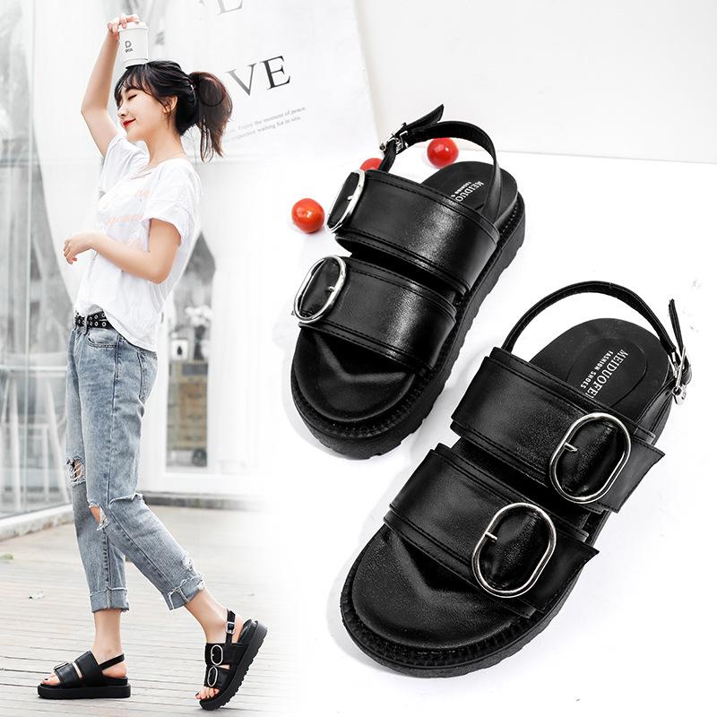 Retro Woman Shoes Open Toe Female Sandal All-Match Original Peep Girls 2021 Beige Gladiator Flat Comfort PU Rome Solid Rubber Ca Sandals, Black 
Retro Woman Shoes Open Toe Female Sandal All-Match Original Peep Girls 2021 Beige Gladiator Flat Comfort PU Rome Solid Rubber Ca Sandals, Black