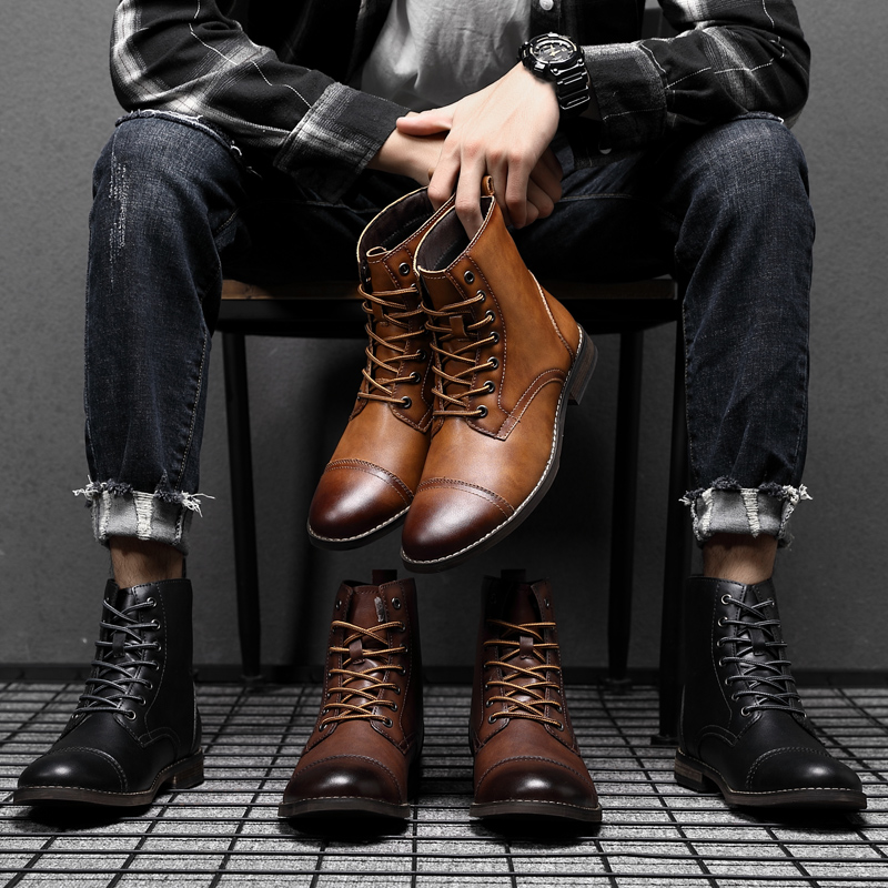 Martin Boot Men Shoes Ankle 2021 New Spring Autumn Lace Up Round Toe PU Leather Casual Outdoors Fashion Classic Comfortable Botines DH641, Black
Martin Boot Men Shoes Ankle 2021 New Spring Autumn Lace Up Round Toe PU Leather Casual Outdoors Fashion Classic Comfortable Botines DH641, Black