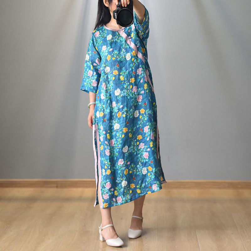Johnature Women Vintage Linen Dresses Print Floral Chinese Style Summer O-Neck Half Sleeve Loose Female Dress 210521, Color 5
Johnature Women Vintage Linen Dresses Print Floral Chinese Style Summer O-Neck Half Sleeve Loose Female Dress 210521, Color 5