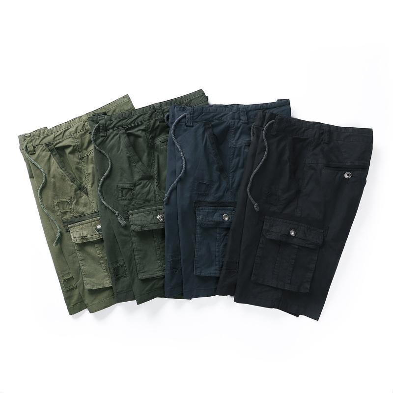 Drawstring Cargo Shors Men 2021 Summer Mens Casual Shorts Comfortable Cotton Board Multi Pocket Military Short Hombre 38 Men's
