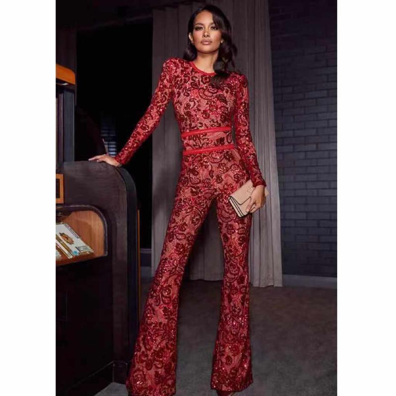 Women's Jumpsuits & Rompers High Street Autumn Red Sexy Lace Full Sleeve Bandage Jumpsuit 2021 Celebrity Designer Fashion Party Women
Women's Jumpsuits & Rompers High Street Autumn Red Sexy Lace Full Sleeve Bandage Jumpsuit 2021 Celebrity Designer Fashion Party Women