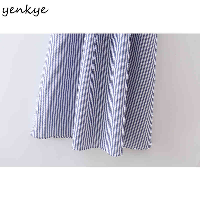 Sweet Women Blue Striped Sexy Sling Long Dress Elegant Female Sleeveless Cotton Casual Summer Vestido 210430