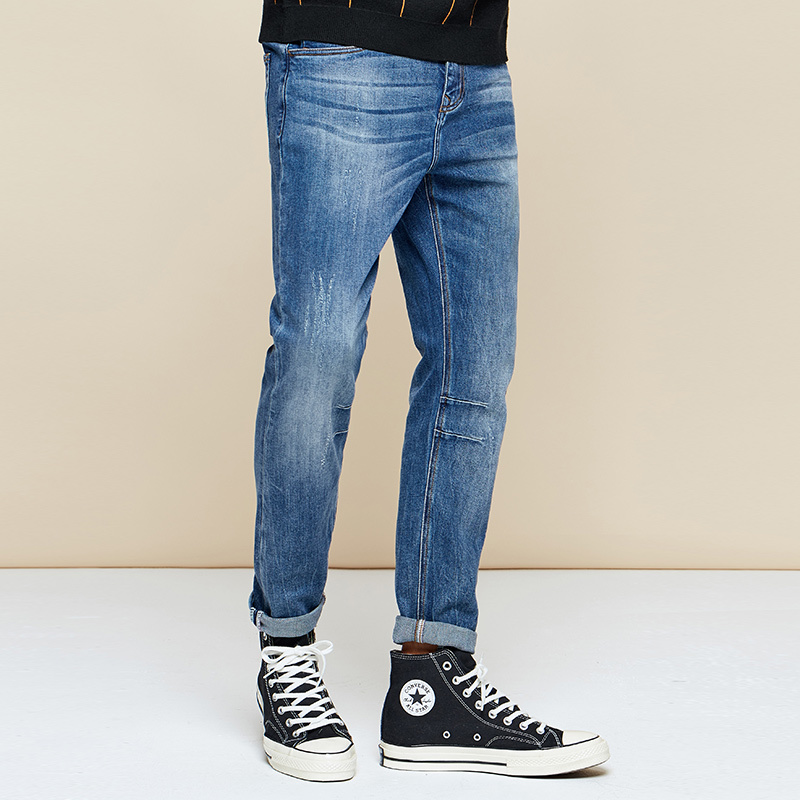 KUEGOU Men's jeans Pencil pants men's slim South Korean style fashion Elastic jeans men's trousers blue size KK-2983 210524