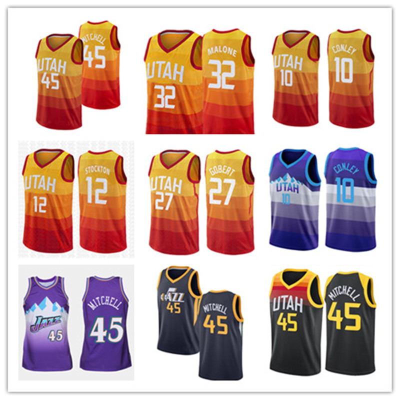 Donovan 45 Jersey 10 Conley Rudy 27 Gobert John 32 Malone 12 Stockton Basketball Jerseys High quality