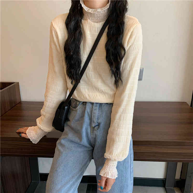 Lucyever All Match Patchwork Lace Shirts Women Fashion Flare Sleeve Pleated Blouses Woman Slim Thick Warm Bottom Blouses Female 210521, White
Lucyever All Match Patchwork Lace Shirts Women Fashion Flare Sleeve Pleated Blouses Woman Slim Thick Warm Bottom Blouses Female 210521, White