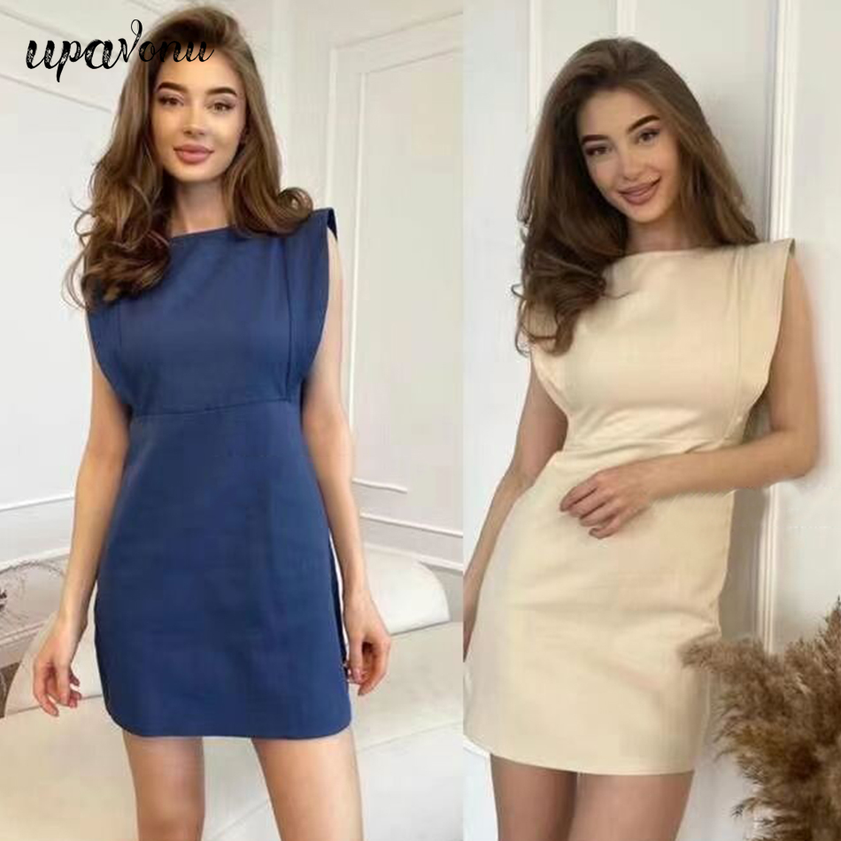 Free Summer Casual Dress Women's O-Neck Ruffle Sleeveless Bodycon Mini Club Evening Party Vestidos 210524